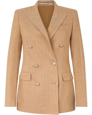 0205 Tagliatore Blazer Paris Double-Breasted Striped - Natural