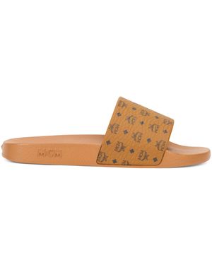 MCM Ciabatte con logo - Marrone
