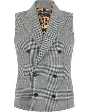 Dolce & Gabbana Flannel Vest - Gray