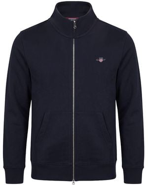 GANT Hoodie With Zip And Embroidered Logo - Blue