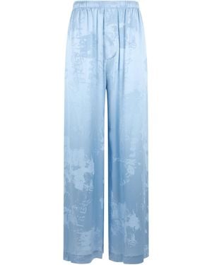 Balenciaga Silk Pants With Print - Blue