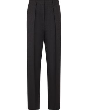 Victoria Beckham Slim Fit Pants With Pleats - Black