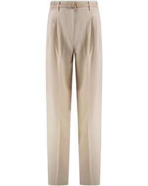 Max Mara Stretch Wool Pants - Natural
