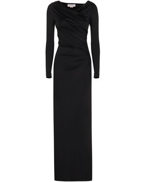 Victoria Beckham Abito lungo in jersey drappeggiato - Nero