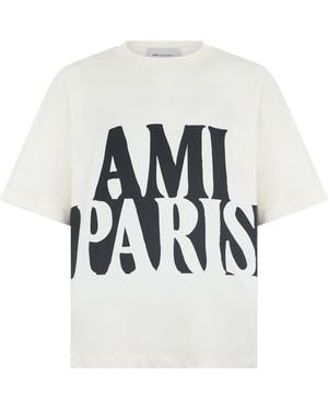 Ami Paris Cotton T-Shirt With Print - White