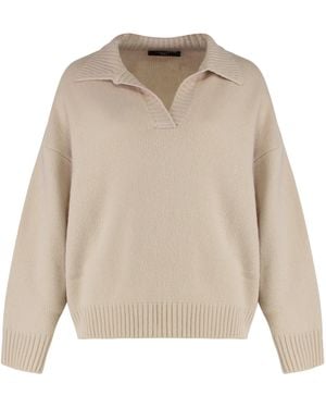 Weekend by Maxmara Woolen Knit Polo Shirt - Natural