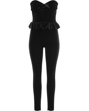 Alessandra Rich Jumpsuits In Velvet - Black