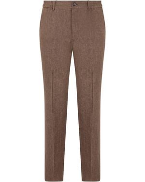 Slowear Tapered Fit Linen Trousers - Brown