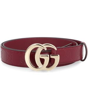 Gucci Classic Double G Buckle Leather Belt For - Red