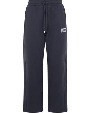 New Balance Fleece Joggers With Elastic Waist & Drawstring - Blue
