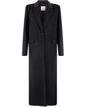 Isabel Marant Long Wool-Cashmere Open-Front Jacket - Black