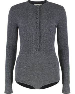 Self-Portrait Body in maglia a coste - Nero
