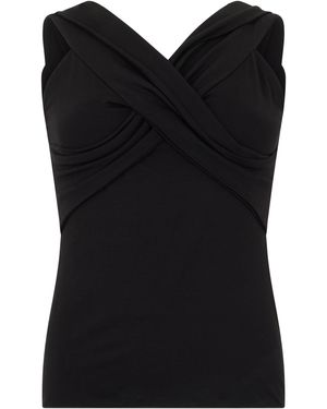 Emporio Armani Sleeveless Top With Cross Draping - Black