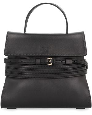 Moschino Tie Me Small Leather Handbag - Black
