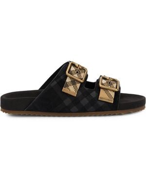 Burberry Elegant Leather Buckle Sandals - Black