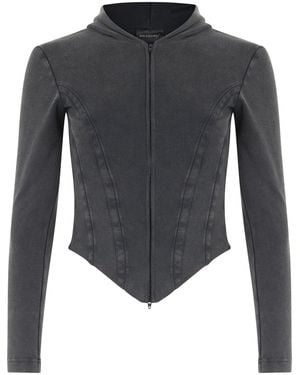Balenciaga Corseted Zip-Up Hoodie - Grey