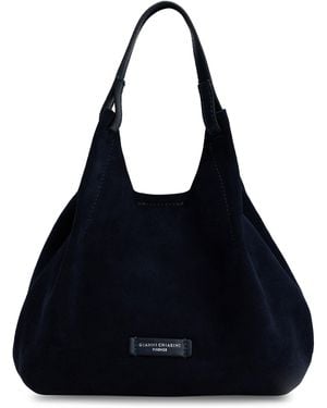 Gianni Chiarini Suede Tote Handbag - Blue