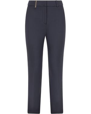 Peserico Slim Cotton Trousers - Blue