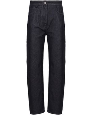 Max Mara Cotton Trousers Denim Effect - Blue