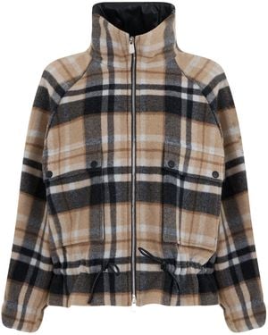 Pinko Checkered High-Collar Wool Jacket - Black