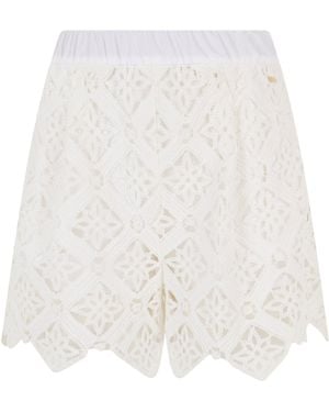 Herno Crochet Shorts With Lace Effect - White