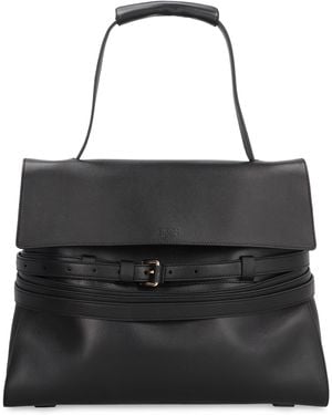 Moschino Tie Me Medium Leather Handbag - Black