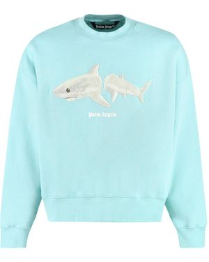 Palm Angels Embroidered Cotton Sweatshirt - Blue