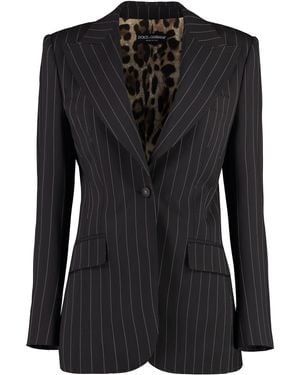 Dolce & Gabbana Blazer gessato in lana - Nero