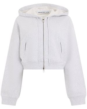 Alexander Wang Crop Hoodie With Zip - White