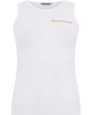Balenciaga Cotton Jersey Tank Top - White