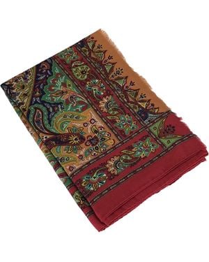 Etro Cashmere, Silk, And Wool Scarf With Paisley Pattern - Red