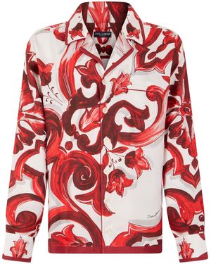 Dolce & Gabbana Long-Sleeve Shirt With Pattern - Red