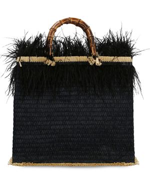 La Milanesa Tote bag Erice in rafia - Nero