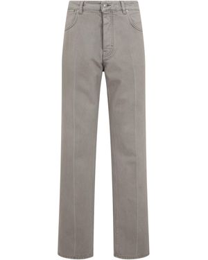 Balenciaga Straight Wool Pants With High Waist - Gray