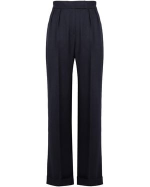 Kiton High-Waist Wide-Leg Pants - Blue