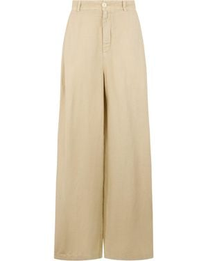 120% Lino Loose Linen Pants - Natural