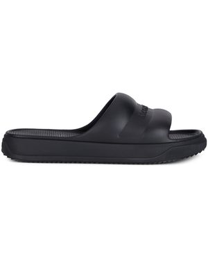 Moncler Slippers With Embossed Logo - Black