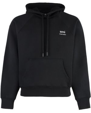 Ami Paris Felpa in cotone con cappuccio - Nero