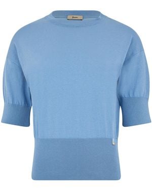 Herno Fine Knit Cotton Top - Blue