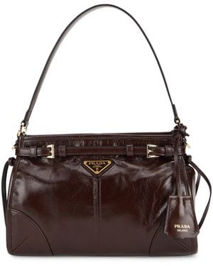 Prada Borsa a spalla Bonnie mini in pelle - Marrone