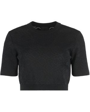Givenchy T-Shirt Crop Con Monogramma - Nero