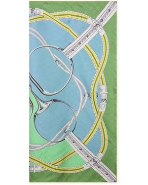 Gucci Silk Jacquard Printed Scarf - Blue