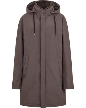Herno Parka With Synthetic Fur Details - Brown