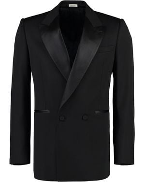 Alexander McQueen Double-Breasted Wool Blazer - Black