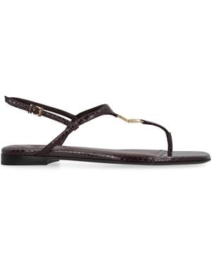 Fendi Ffold Leather Sandals - Black