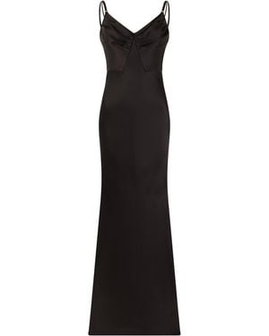 Elisabetta Franchi Long Dress With V-Neck - Black