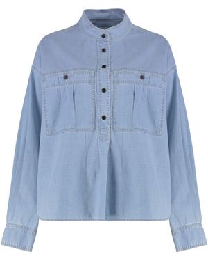 Isabel Marant Vero Half-Button Denim Top - Blue