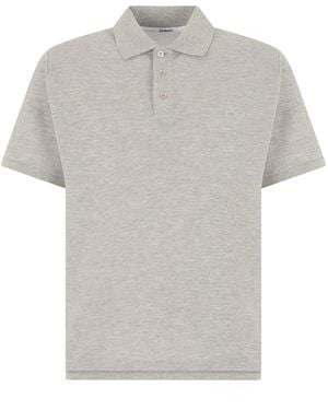 Saint Laurent Polo in cotone a maniche corte - Grigio
