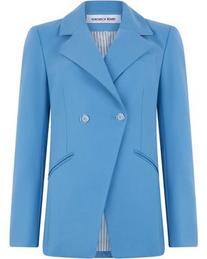Veronica Beard Linen Blend Blazer - Blue