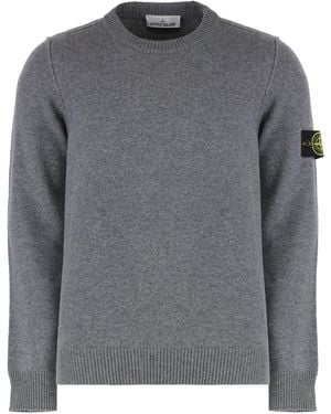 Stone Island Wool-Blend Crew-Neck Sweater - Gray